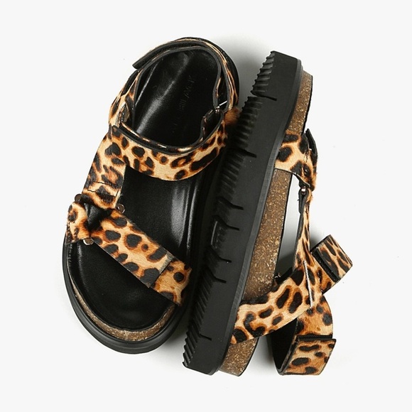 ALL BLACK Footwear Jungle Lowform Leopard Sandals - Picture 1 of 7